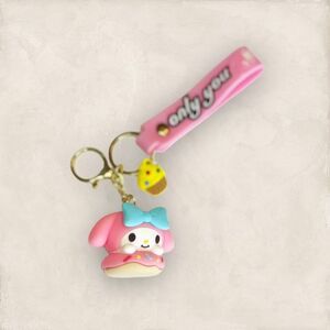Sanrio My Melody On A Donut Pink Keychain Bag Accessory Wristlet